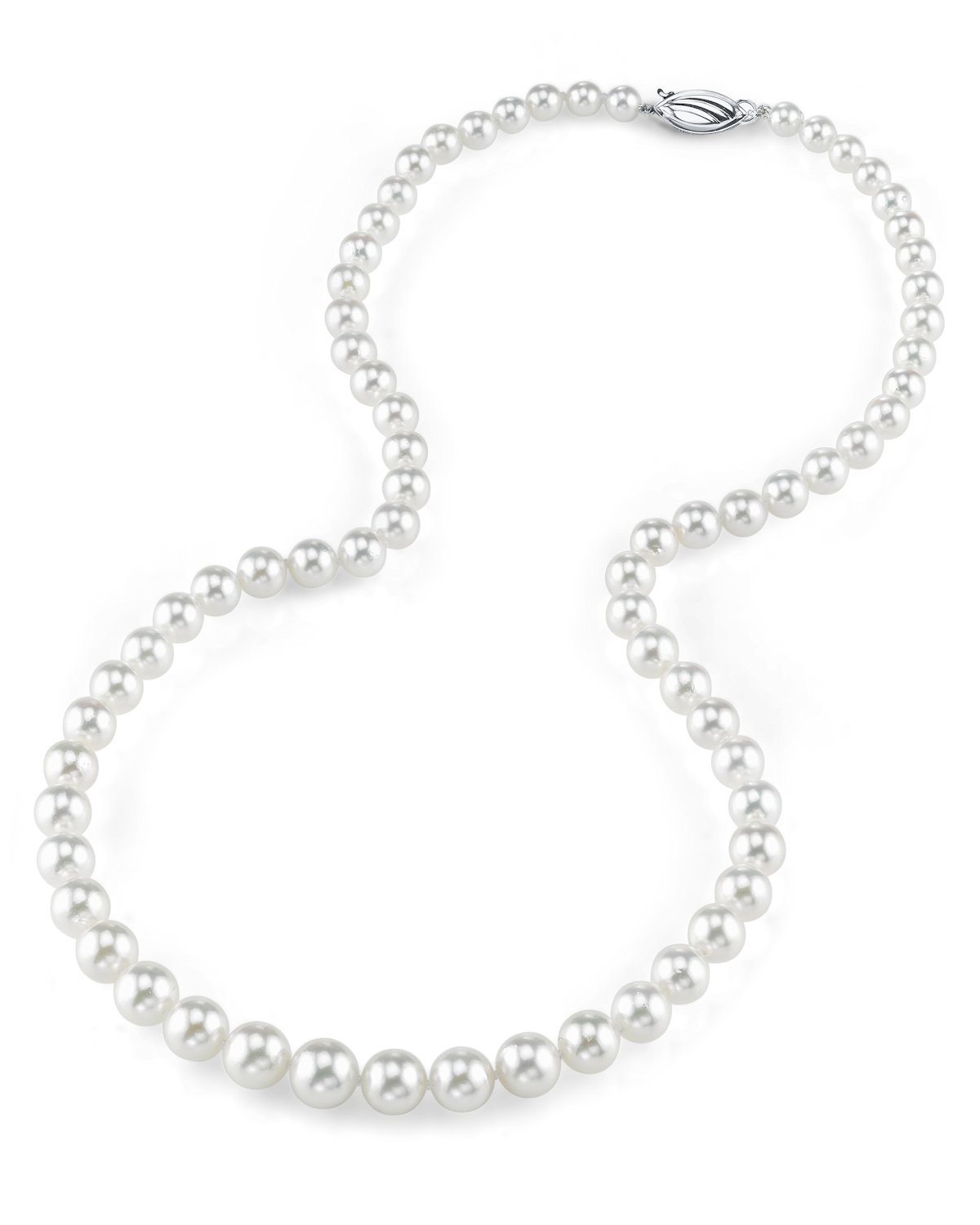 6.0-9.0mm Hanadama Graduated Akoya White Pearl Necklace