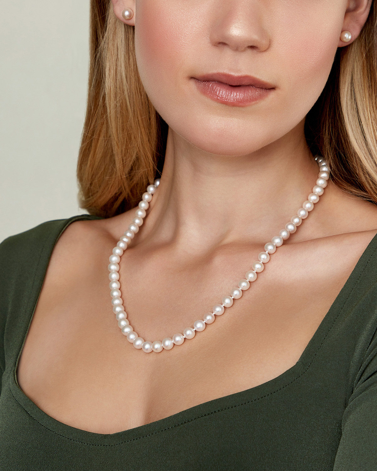 7.0-7.5mm Freshwater Choker Pearl Necklace & Earrings