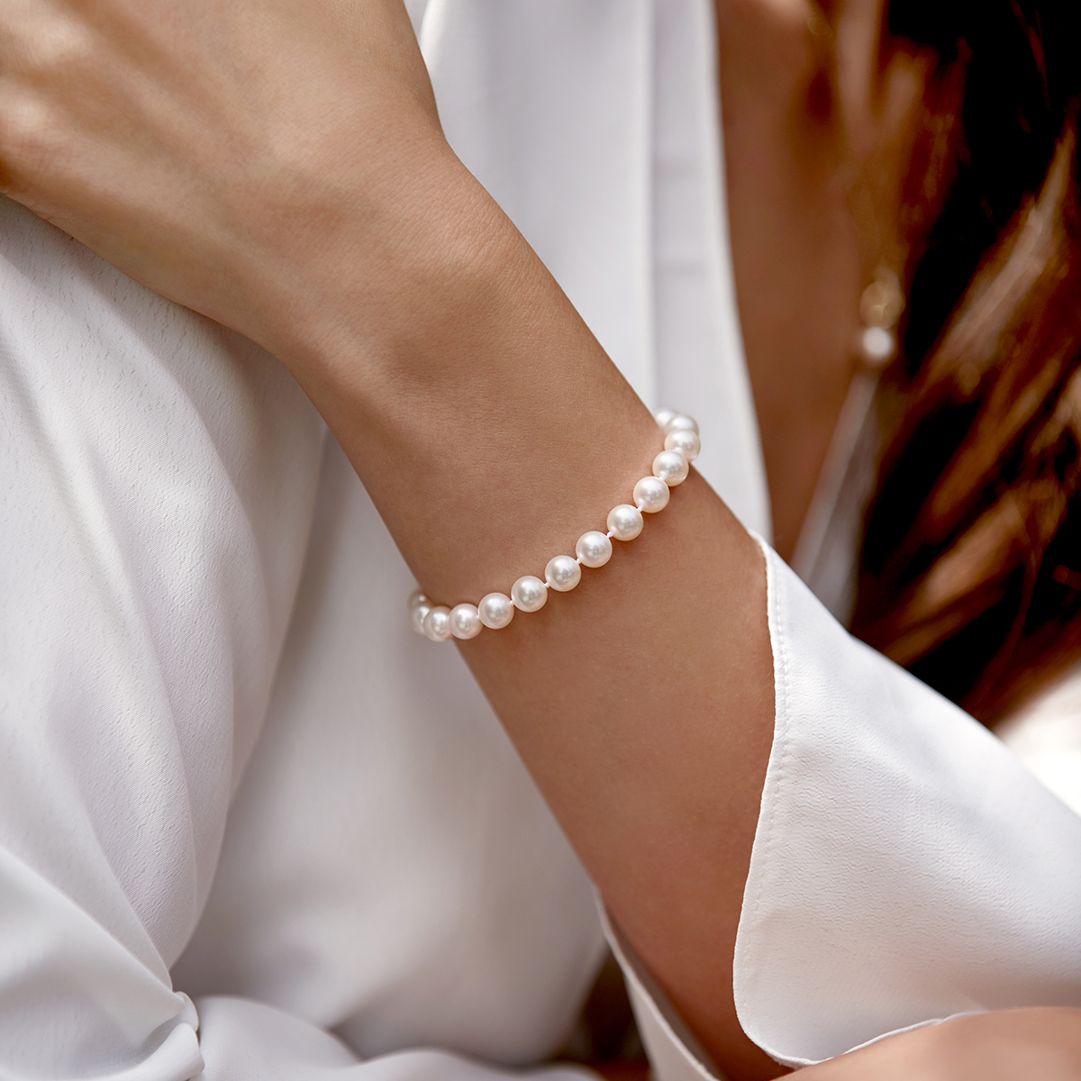 7.0-7.5mm Akoya White Pearl Bracelet - AAA Quality