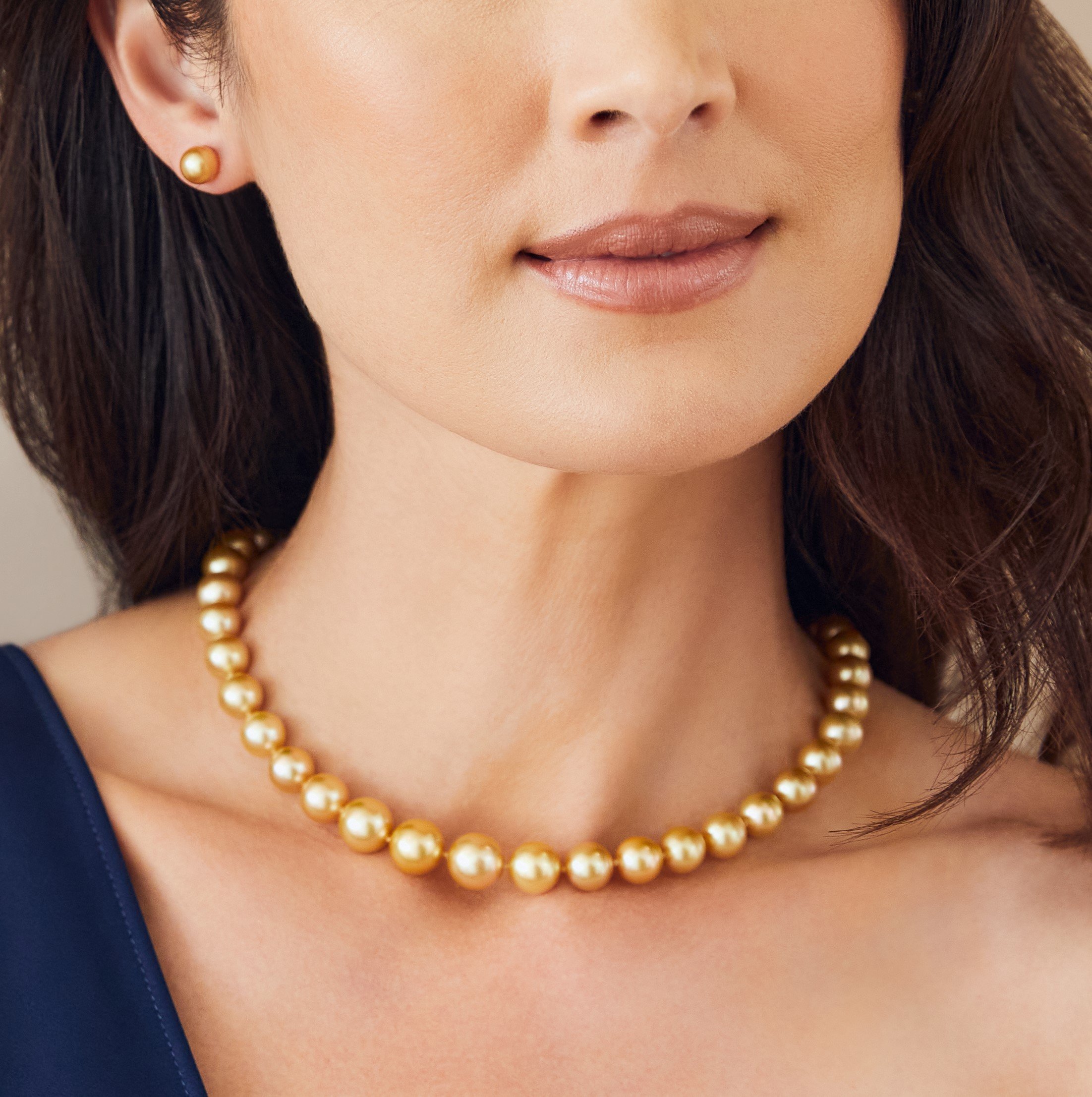 9-11mm Golden South Sea Pearl Necklace - AAA Quality