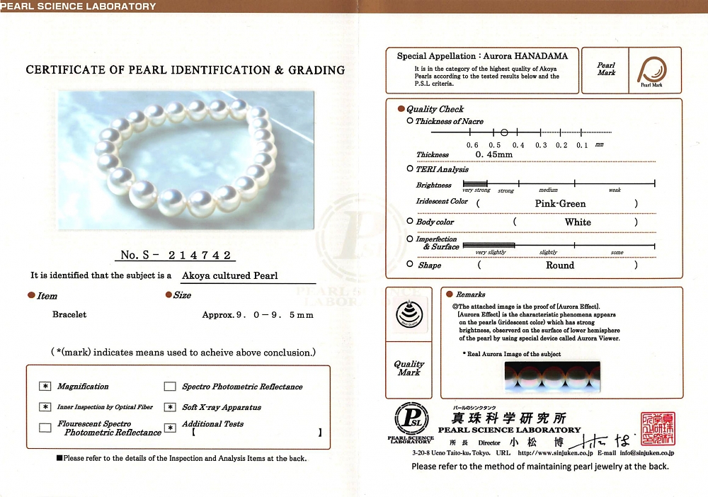 9.0-9.5mm Hanadama Akoya White Pearl Bracelet