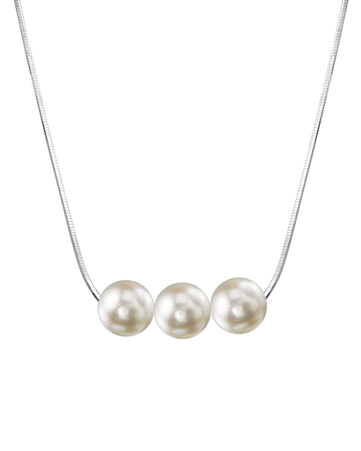 Pearl Moments - 7.5-8.0mm Akoya Pearl Silver Adjustable Chain Necklace