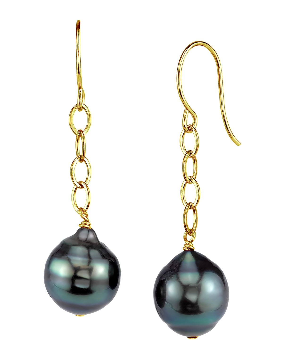 Tahitian South Sea Baroque Pearl Dangling Tincup Earrings