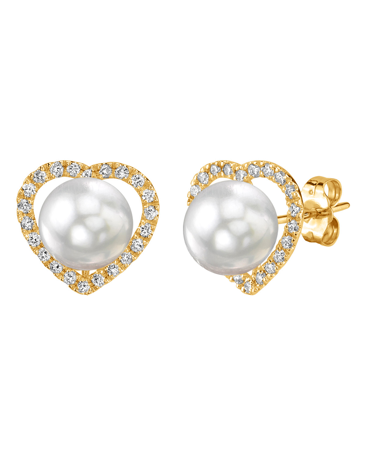 White South Sea Pearl & Diamond Heart Amour Earrings