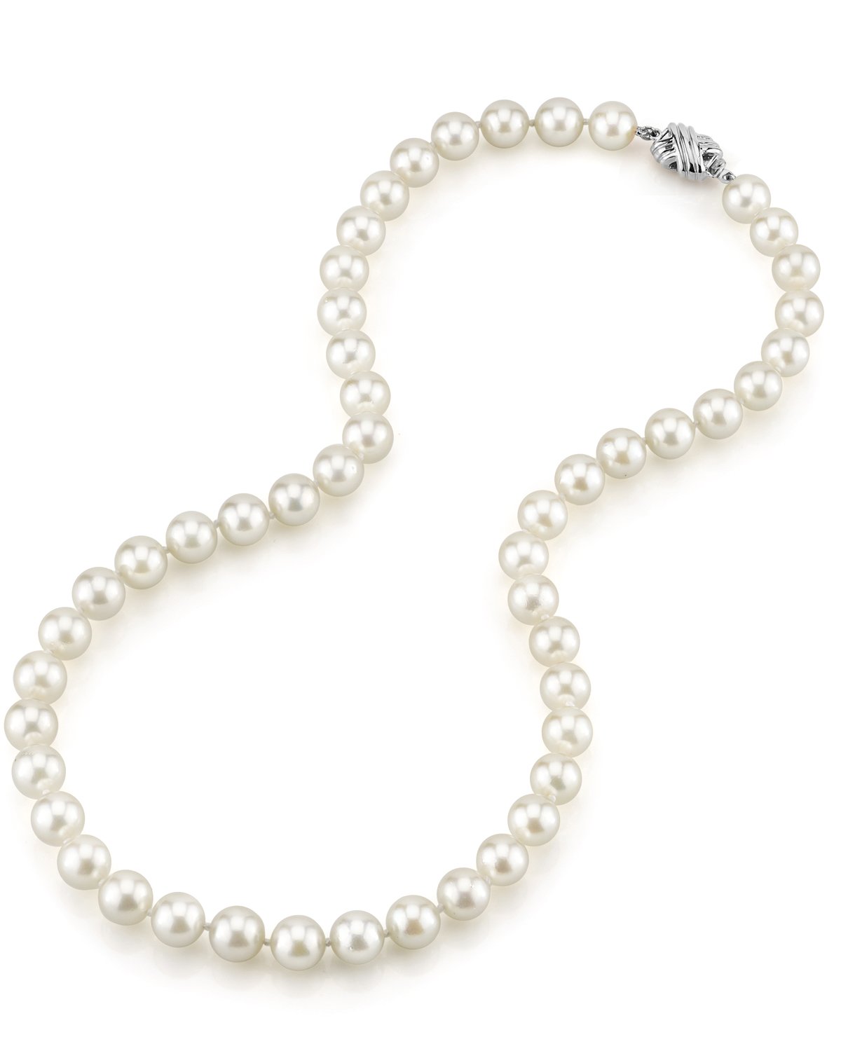 GIA Certified 8.0-8.5mm Japanese Akoya White Pearl Necklace - AAA Quality