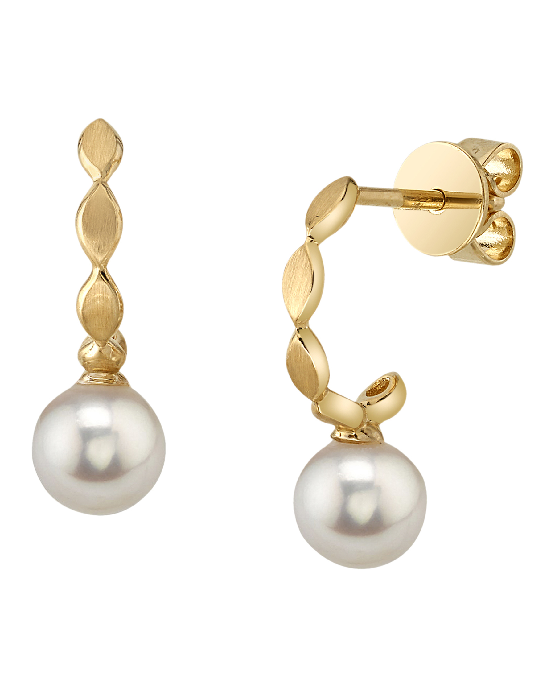 White Akoya Pearl Huggie Macy Earrings