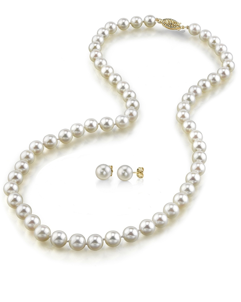 6.5-7.0mm Japanese Akoya Pearl Necklace & Earrings- AAA Quality