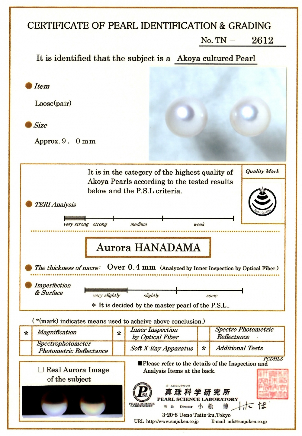 9.0-9.5mm Certified Hanadama Akoya Round Pearl Stud Earrings