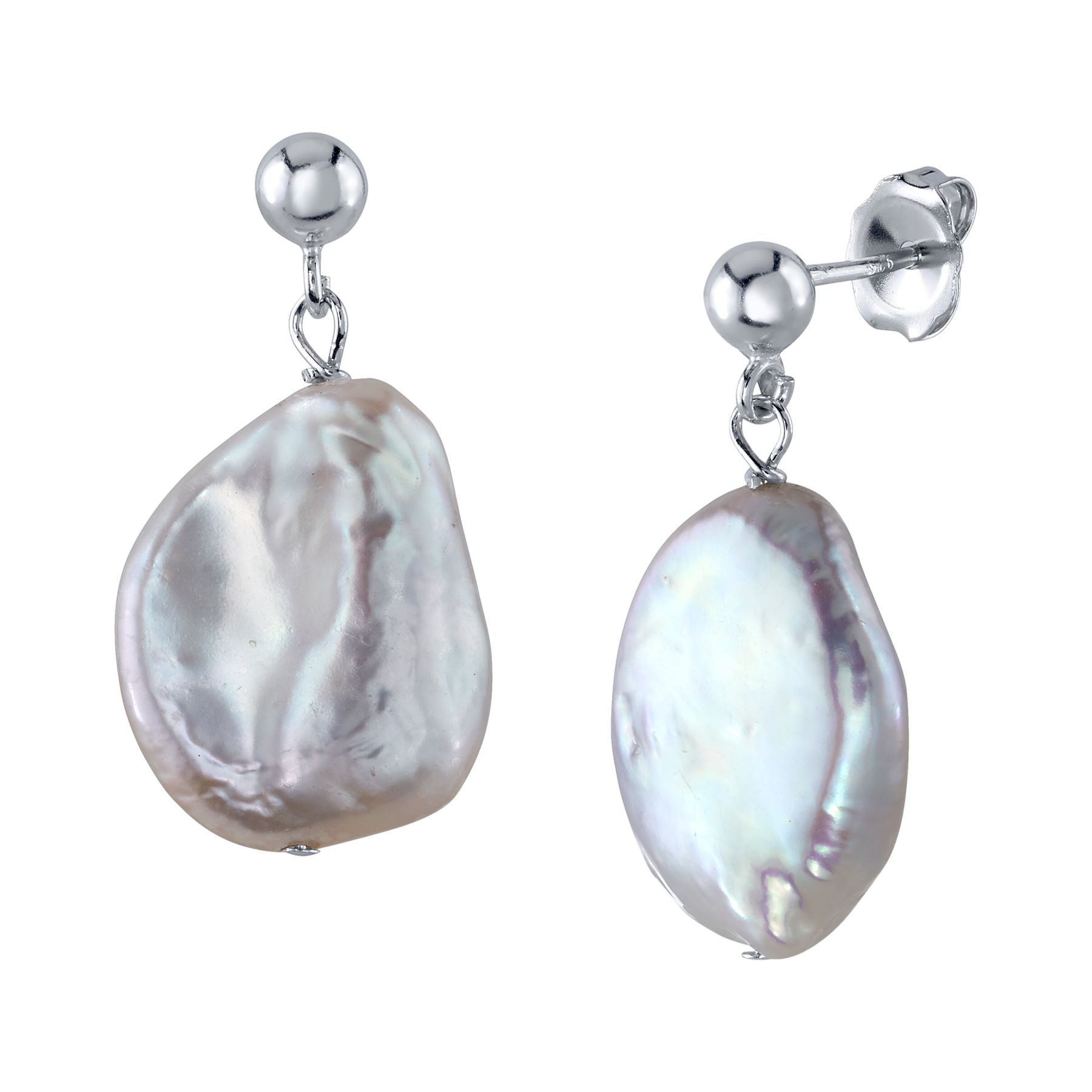 White Freshwater Baroque Pearl Alaya Earrings