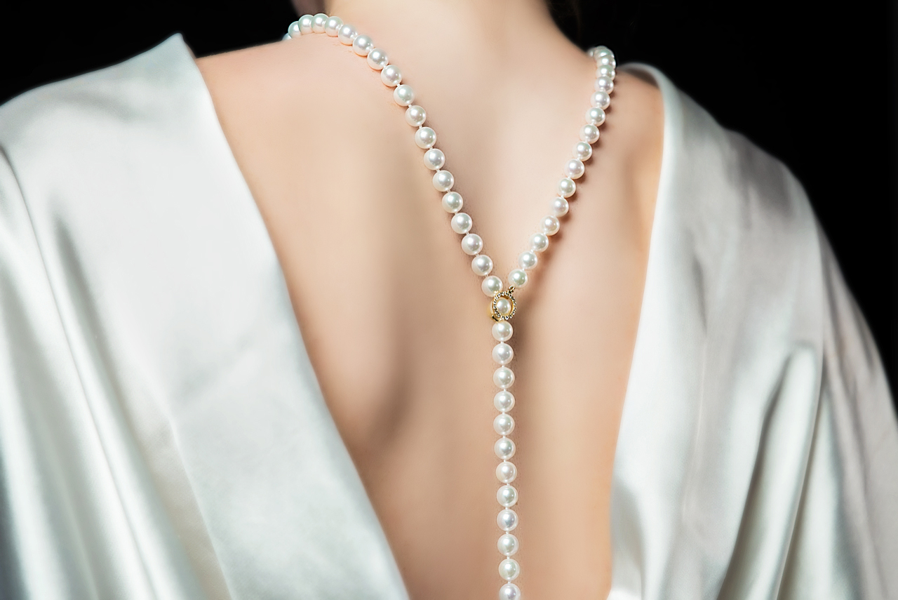 White Freshwater Pearl Adjustable Lariat Y-Shape 51 Inch Rope Length Necklace - AAAA Quality