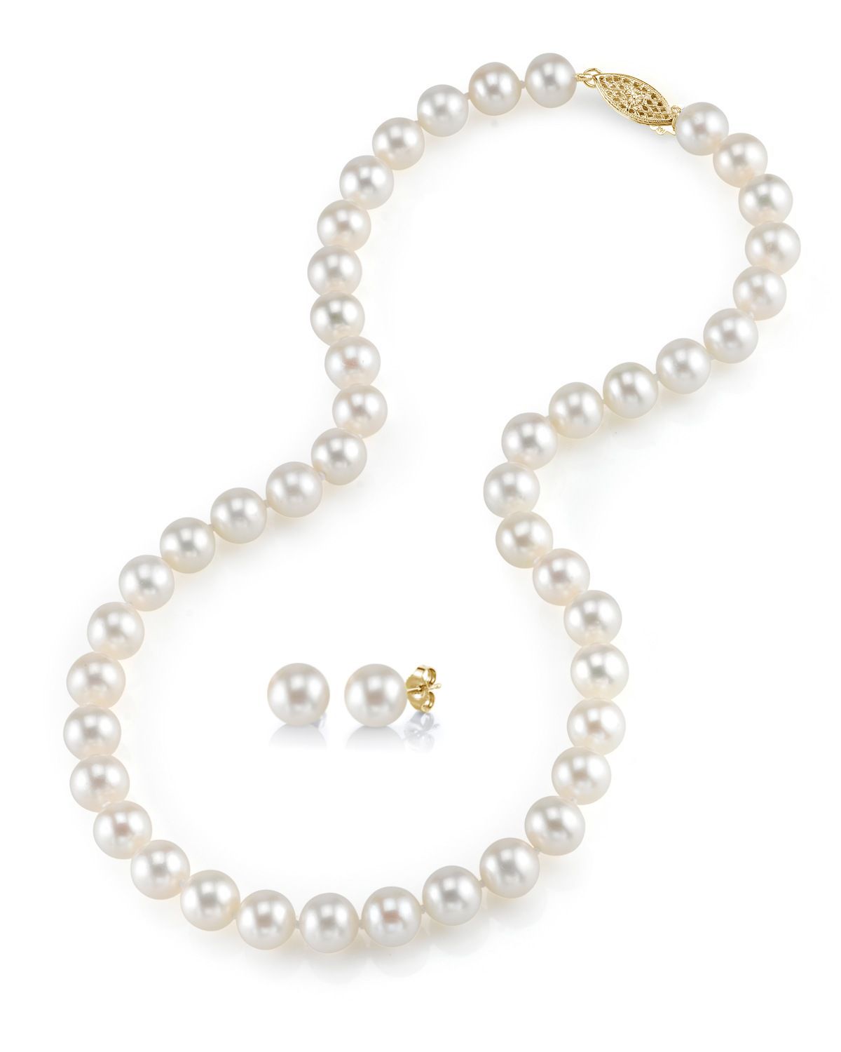 8.0-8.5mm Freshwater Pearl Necklace & Earrings