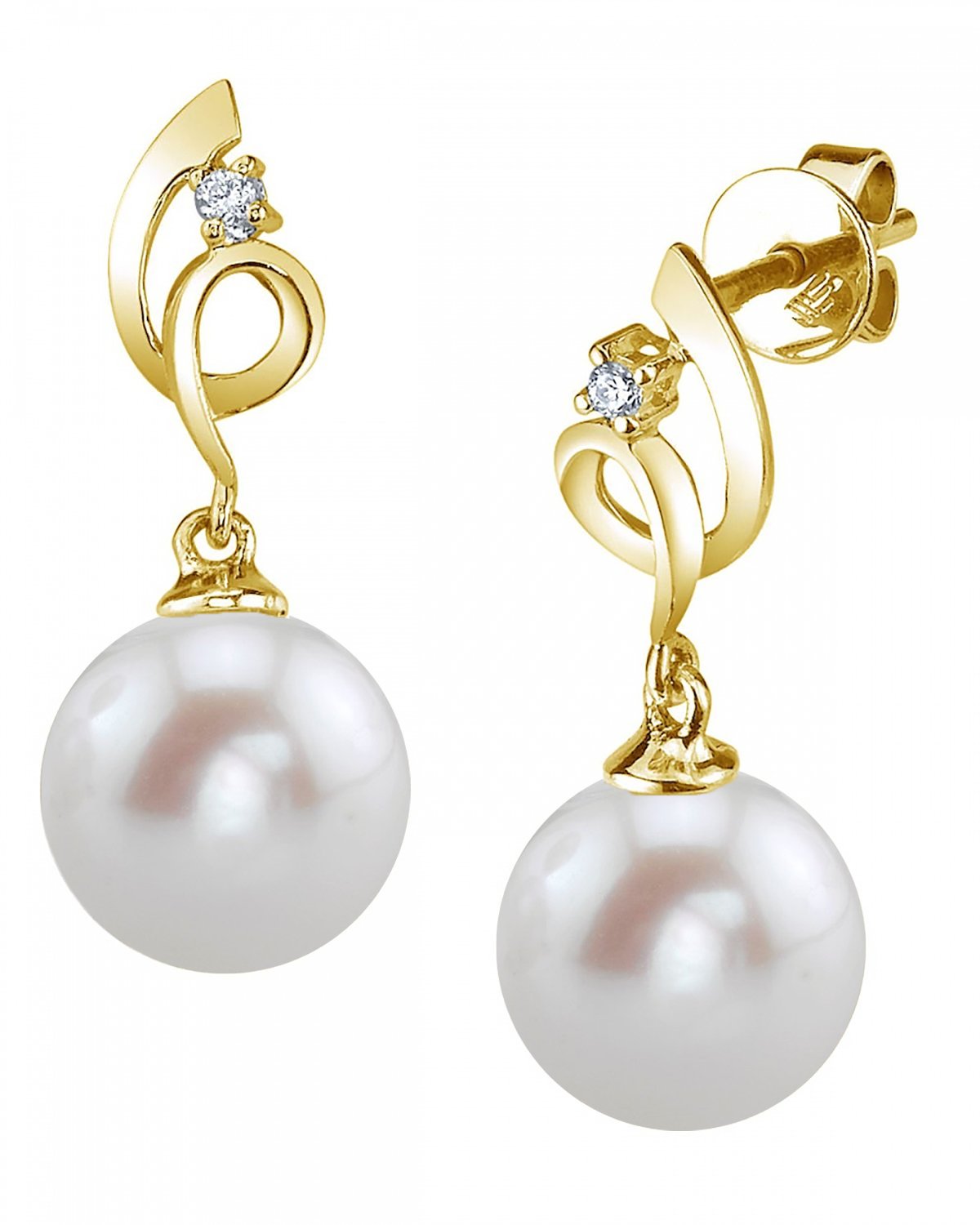 14K Gold Freshwater Pearl & Diamond Symphony Earrings