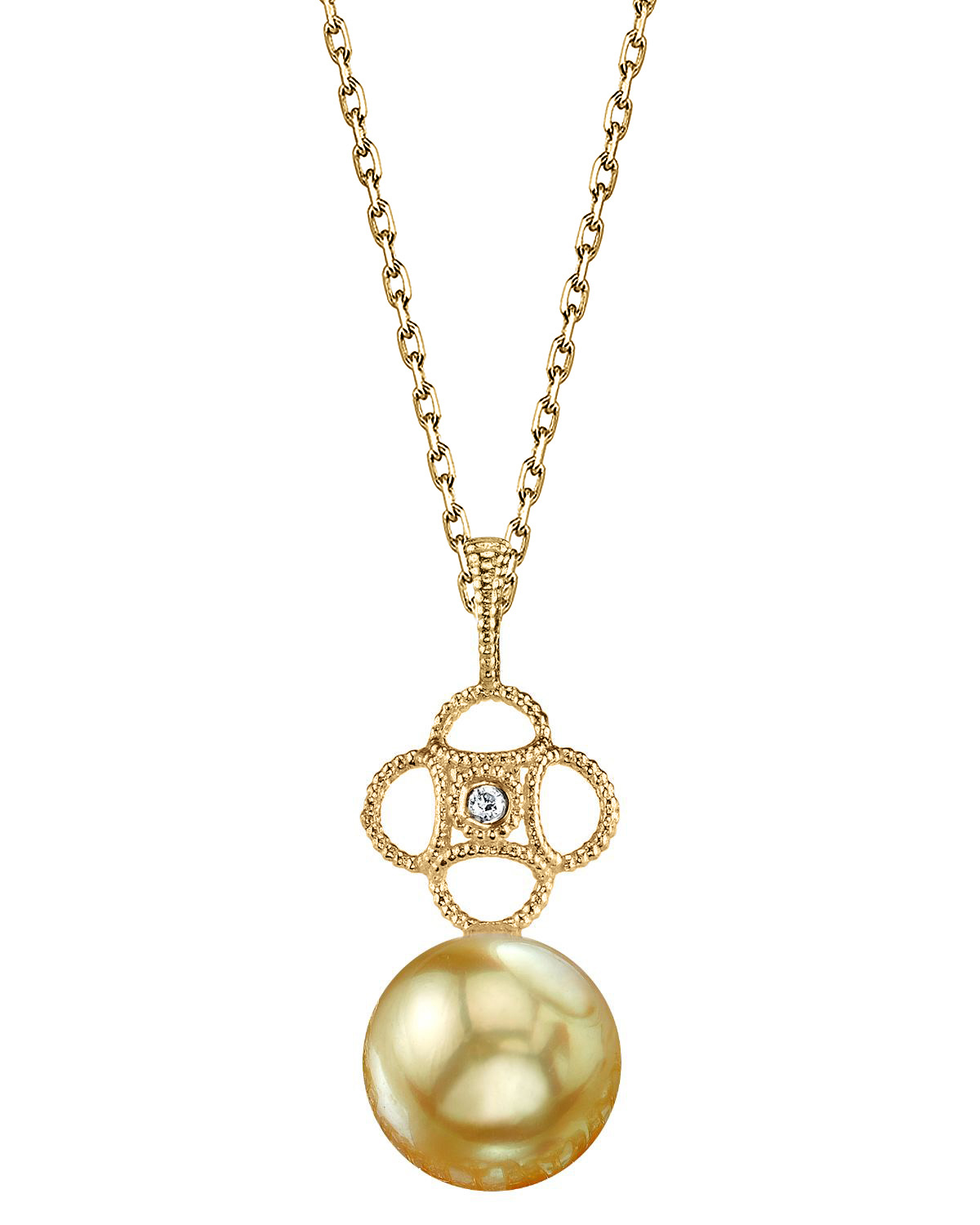 Golden South Sea Pearl & Diamond Lacy Pendant