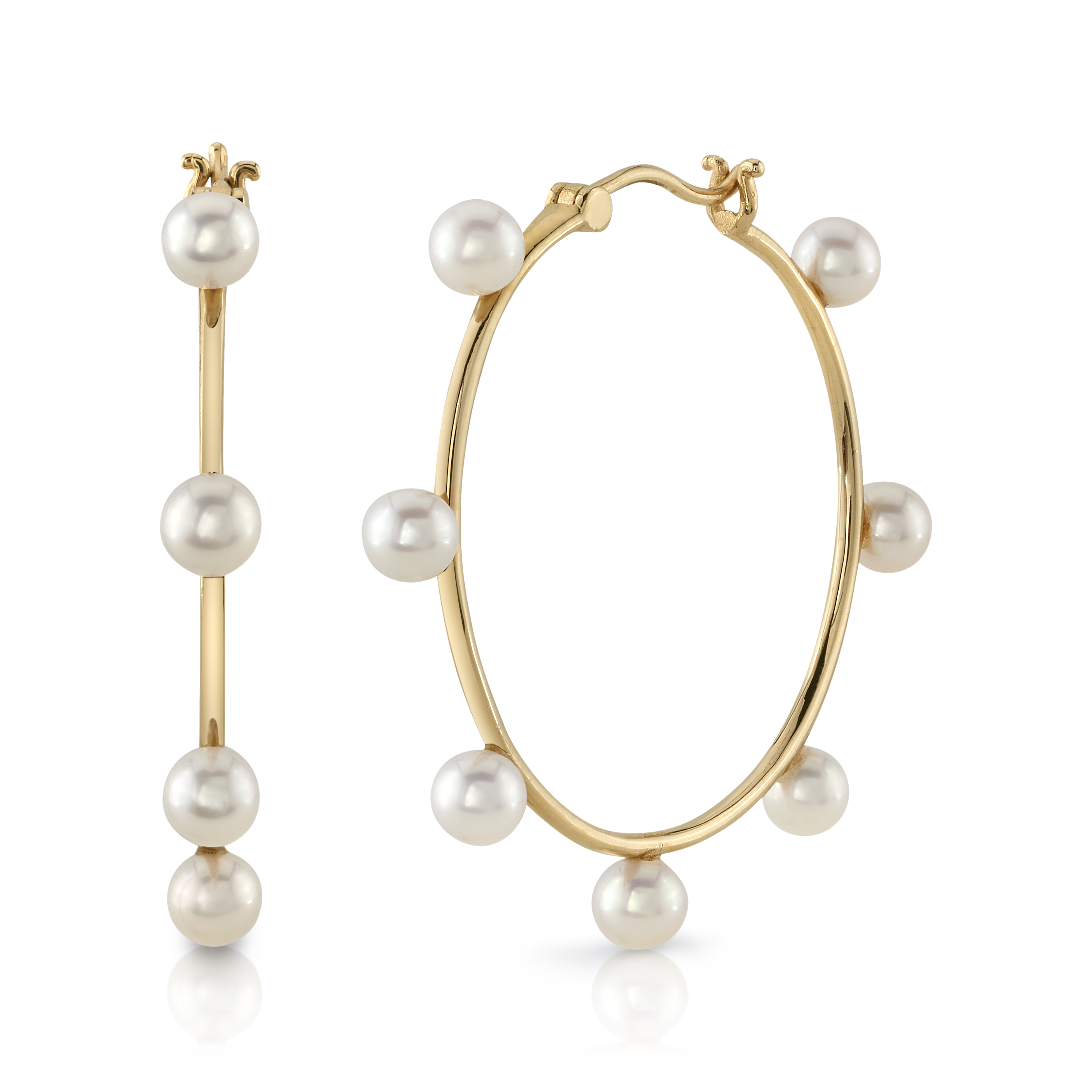 White Freshwater Pearl Hoop Kylie Earrings