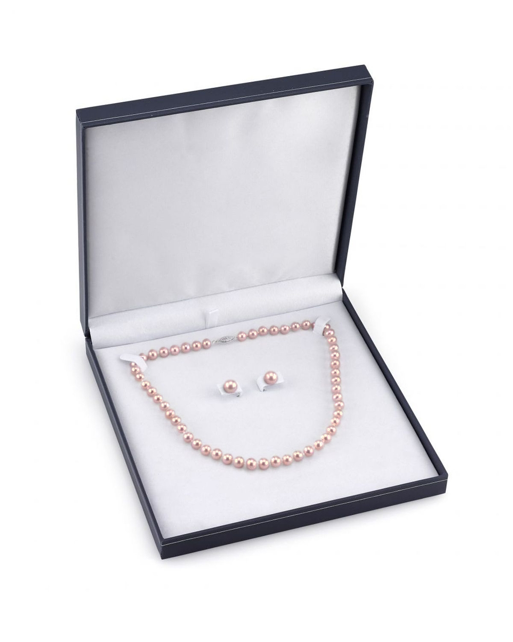 8.0-8.5mm Pink Freshwater Pearl Necklace & Earrings