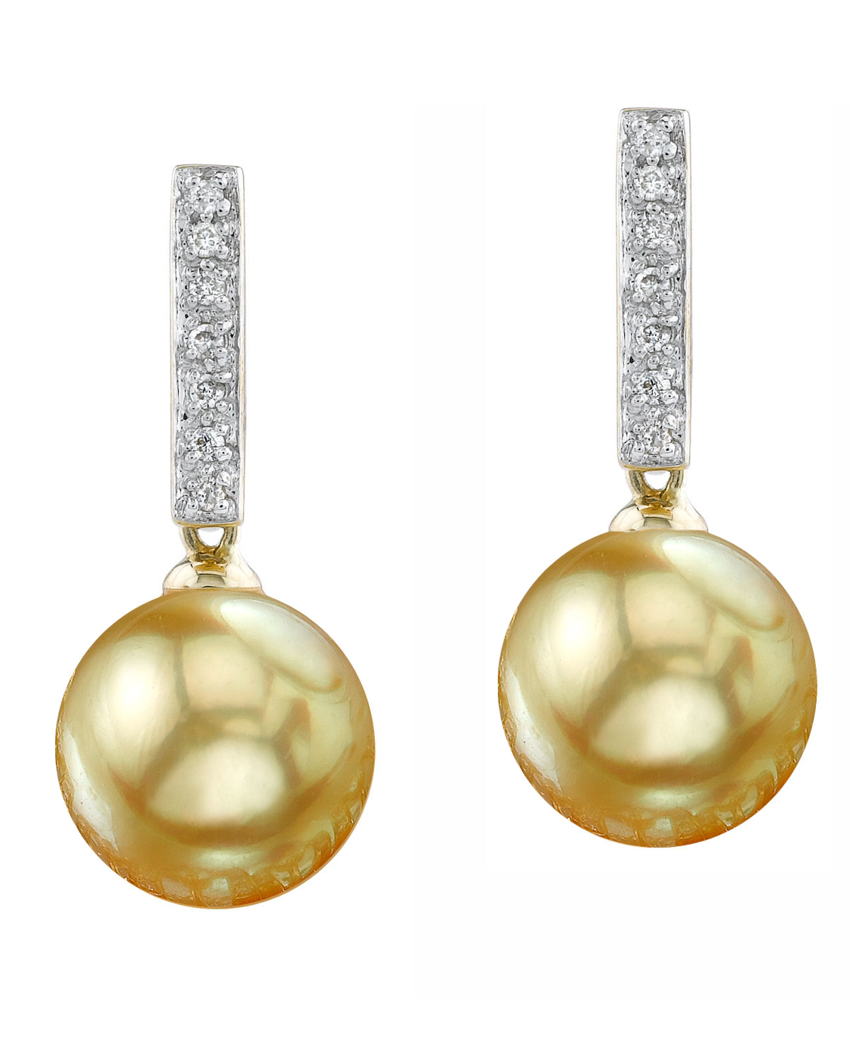 Golden Pearl Dangling Diamond Earrings