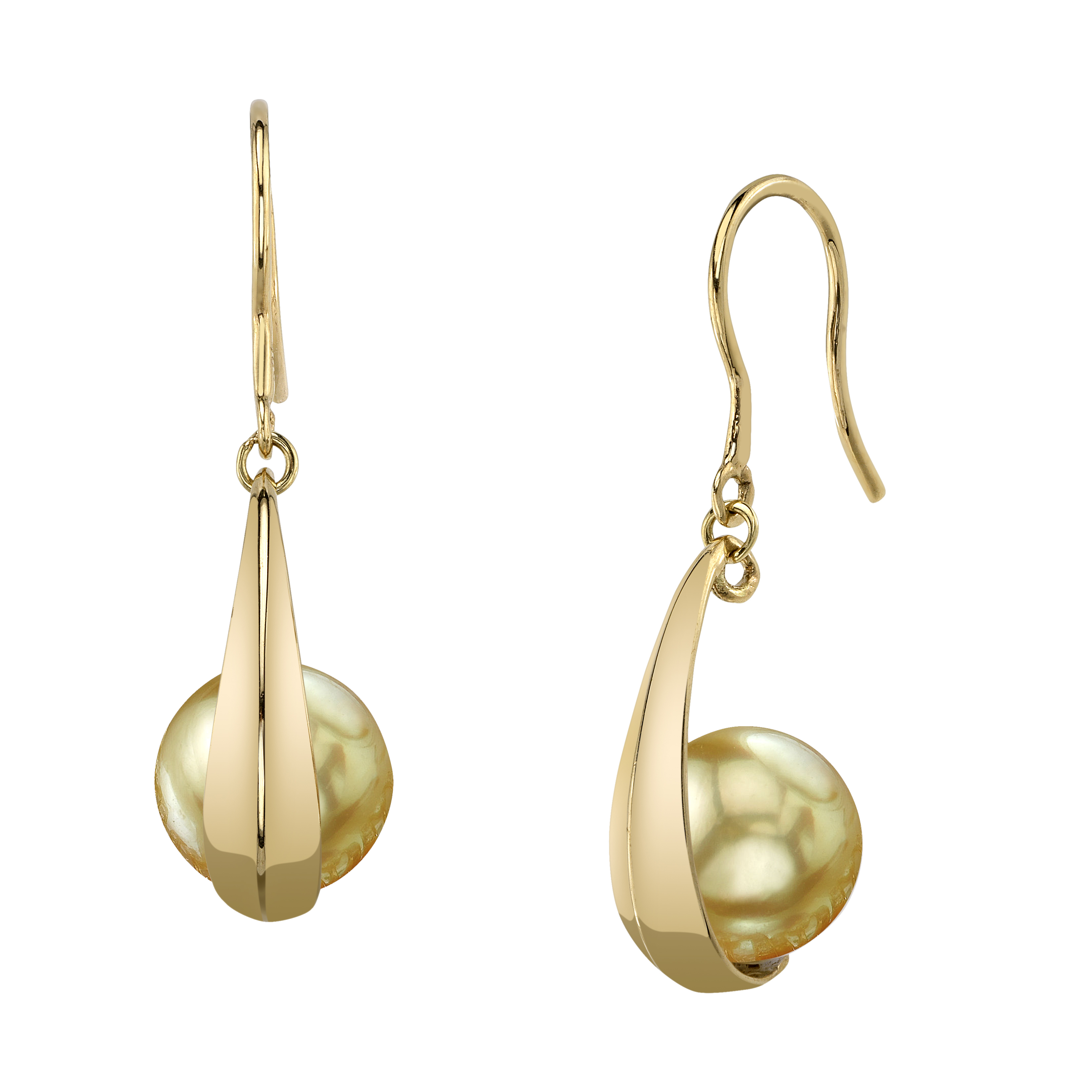 14K Gold Golden South Sea Pearl Regina Earrings