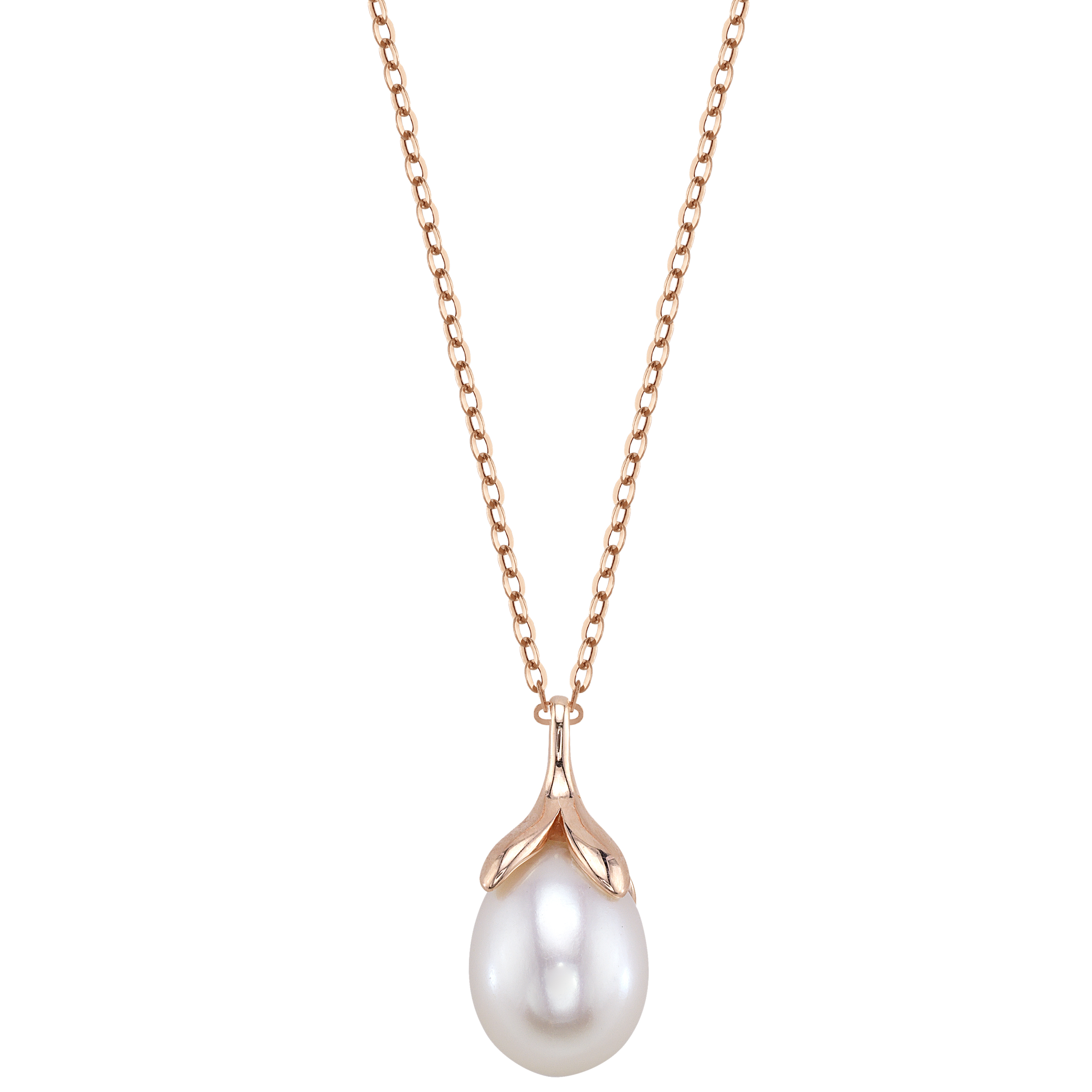 10-11mm Freshwater Pearl Rose Gold Plated Olive Drop Pendant