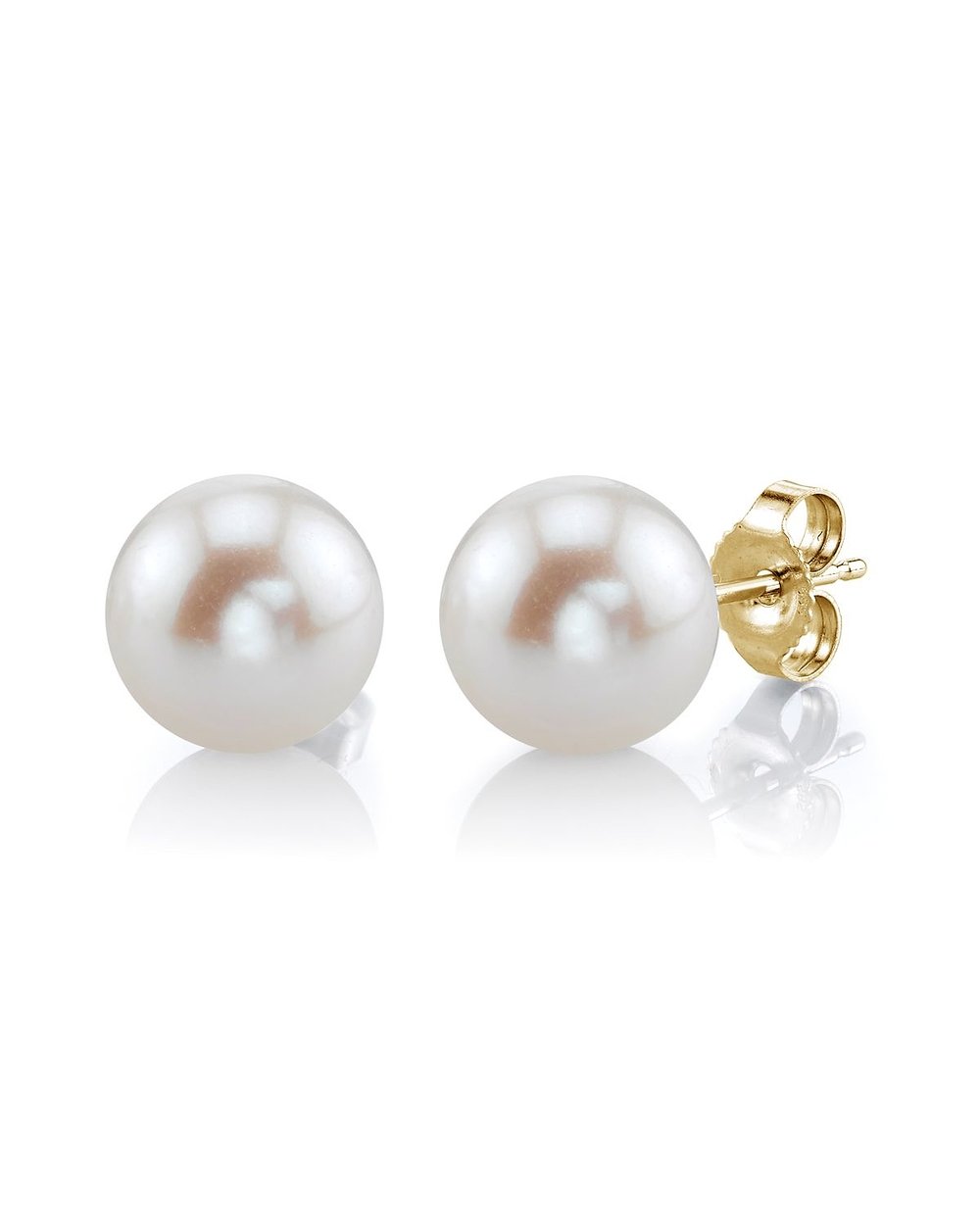 7mm White Freshwater Round Pearl Stud Earrings