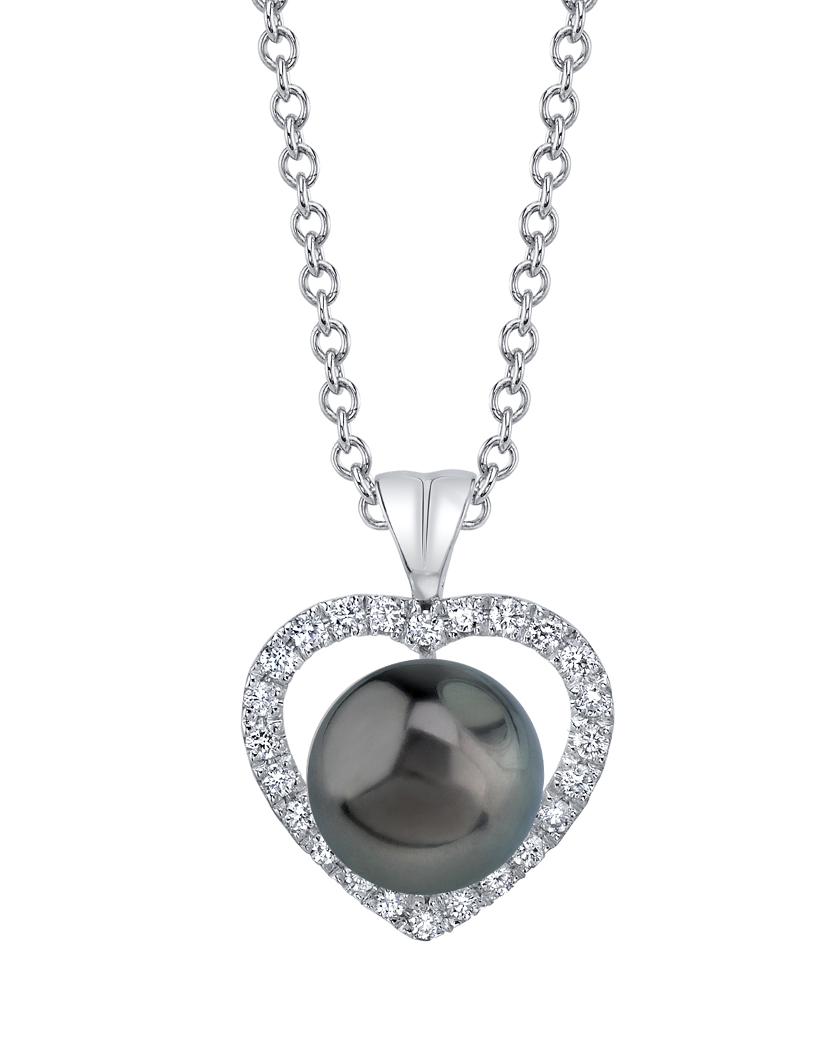 Tahitian South Sea Pearl & Diamond Heart Amour Pendant