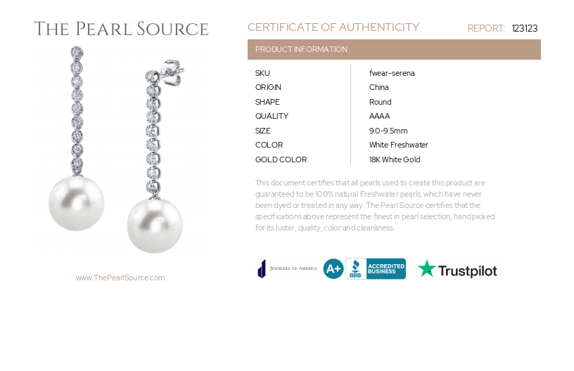 Freshwater Pearl & Diamond Serena Earrings-Certificate